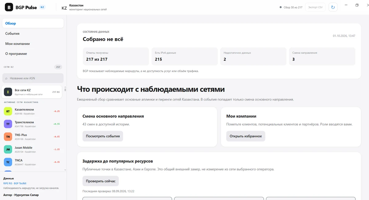Реальный интерфейс BGP Pulse